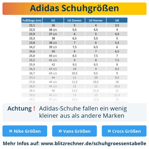 adidas Größentabelle für Herrenschuhe 